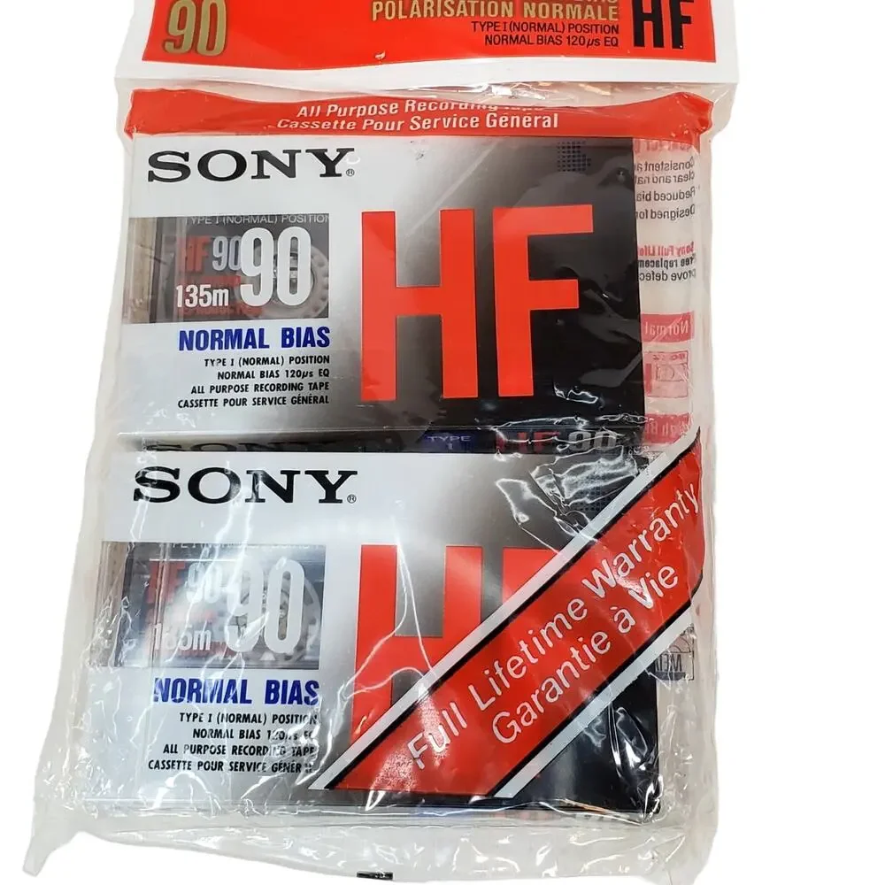 SONY HF 90 Minute Type I Normal Bias Pack Of 2 Brand New Blank Cassette Tapes